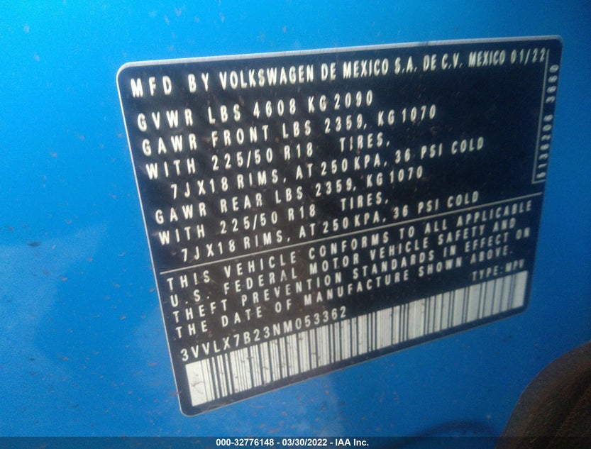 3VVLX7B23NM053362