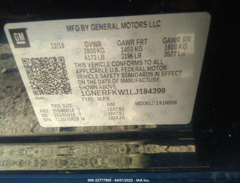 1GNERFKW1LJ184399