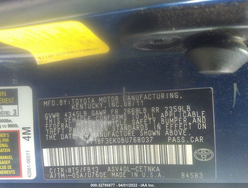 4T1BF3EK0BU768037