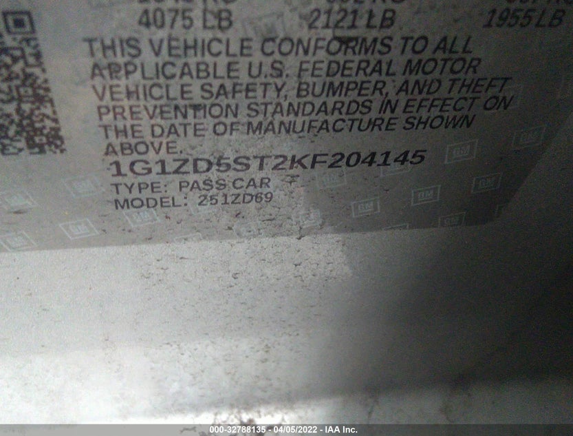1G1ZD5ST2KF204145