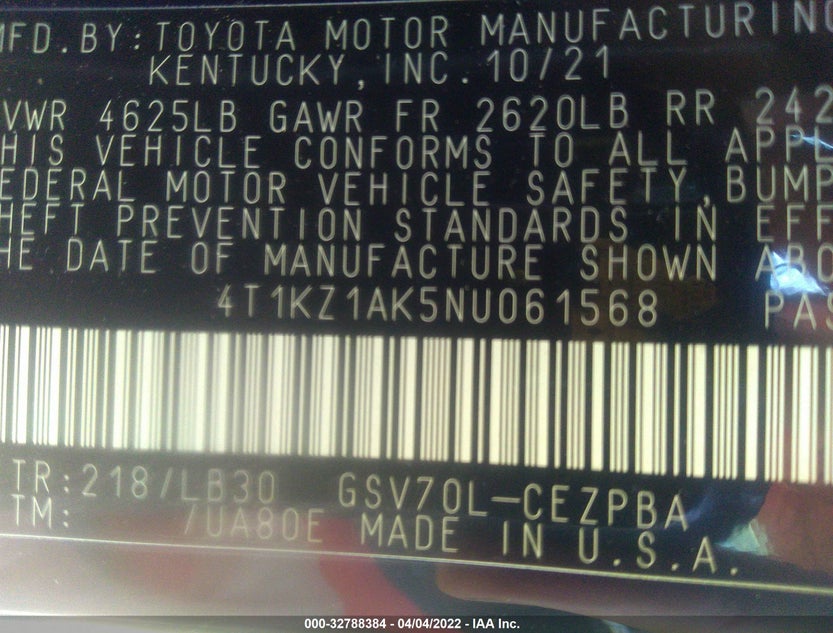 4T1KZ1AK5NU061568