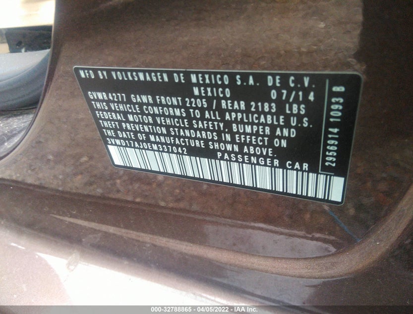 3VWD17AJ0EM337042