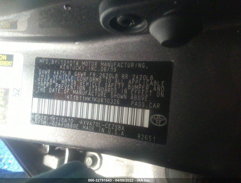 4T1B11HK1KU810326