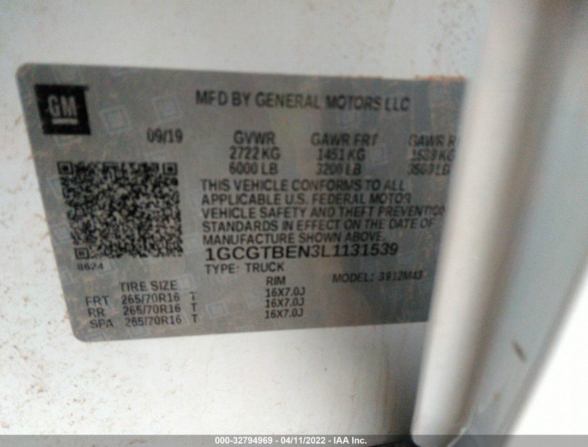 1GCGTBEN3L1131539