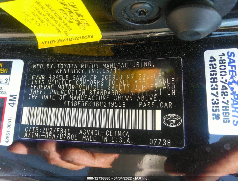 4T1BF3EK1BU219558