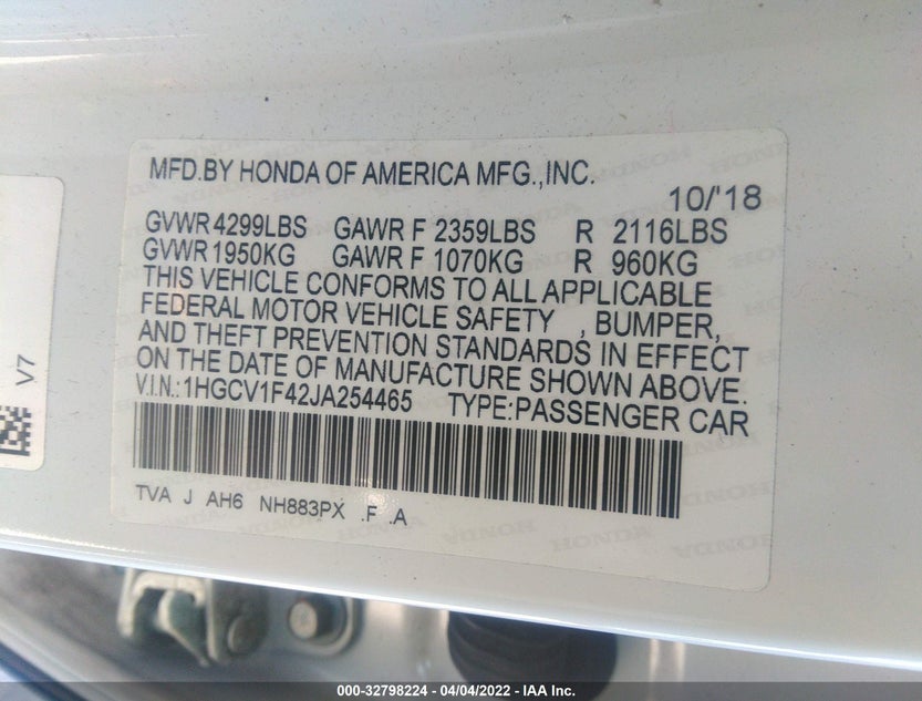 1HGCV1F42JA254465