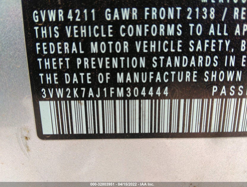 3VW2K7AJ1FM304444