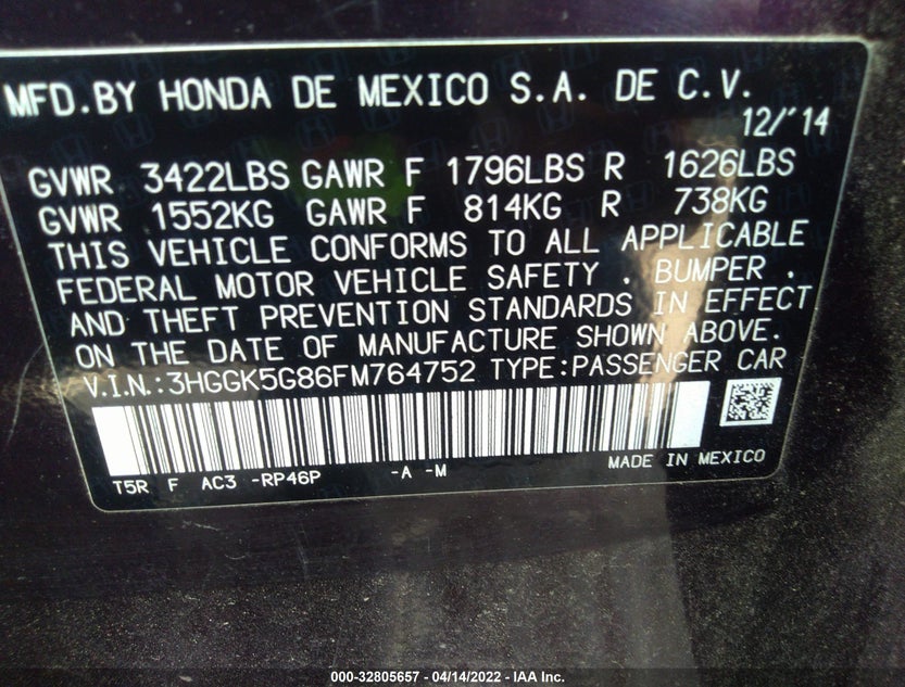 3HGGK5G86FM764752