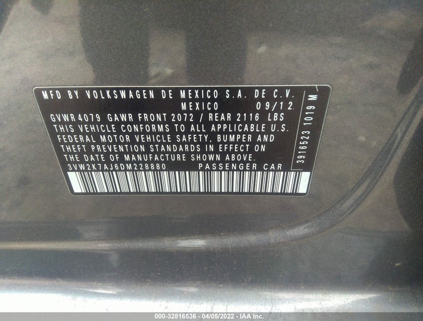 3VW2K7AJ6DM228880