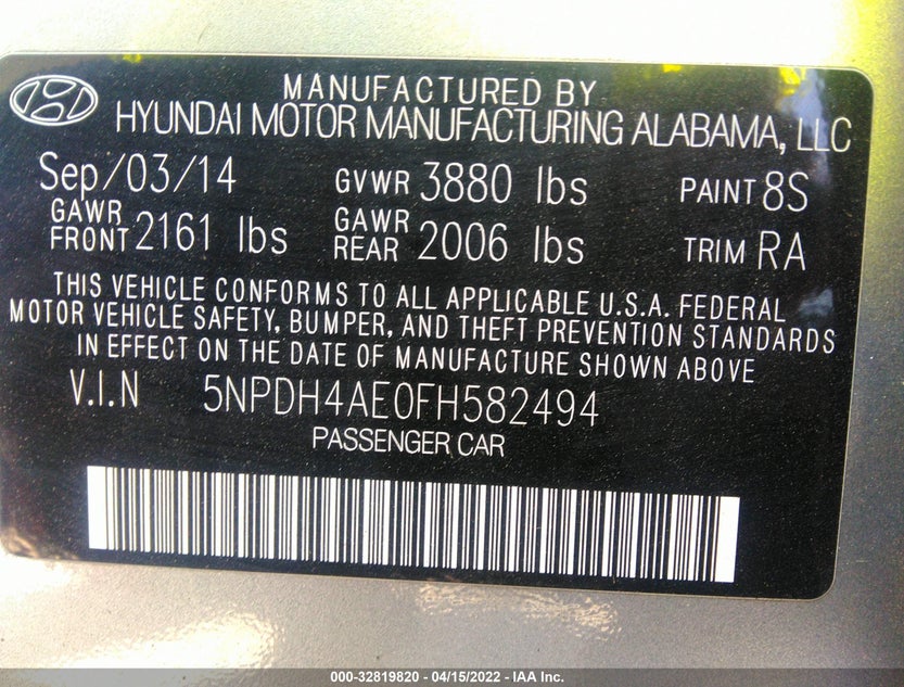 5NPDH4AE0FH582494