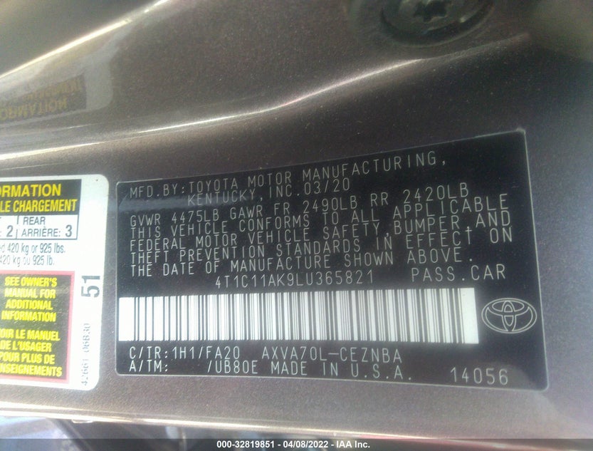 4T1C11AK9LU365821