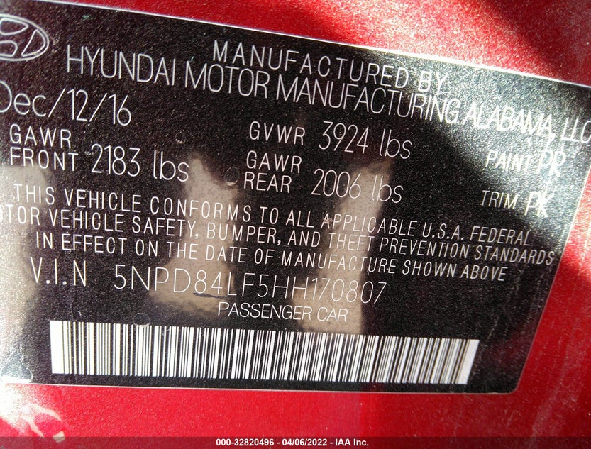 5NPD84LF5HH170807