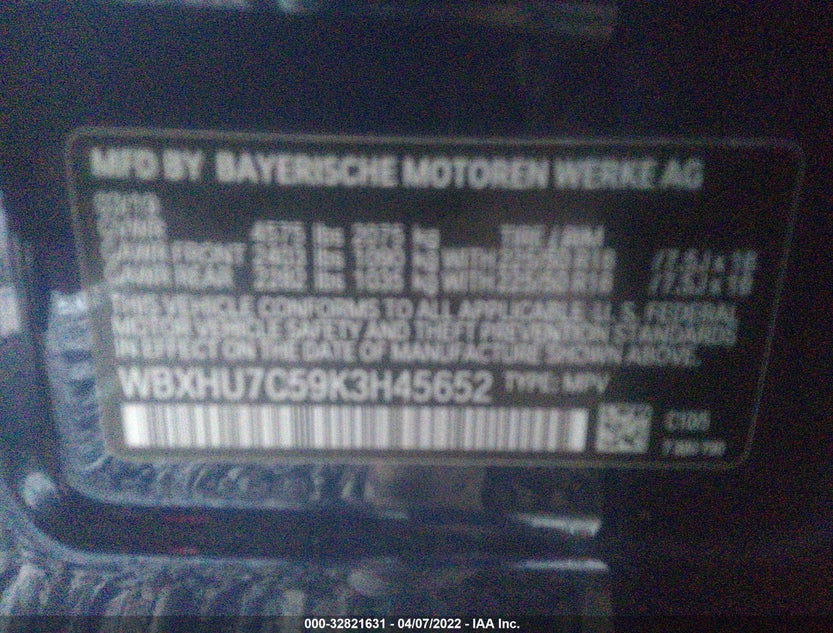 WBXHU7C59K3H45652