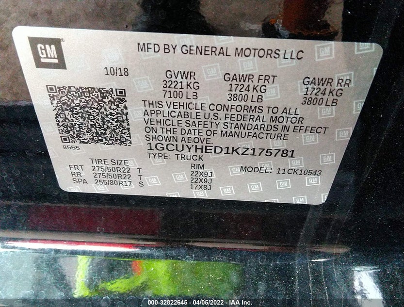 1GCUYHED1KZ175781