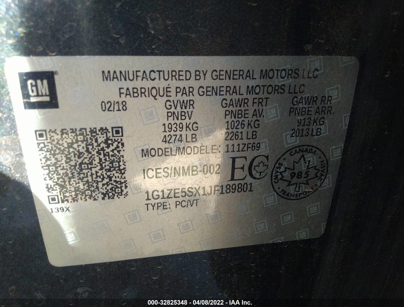 1G1ZE5SX1JF189801
