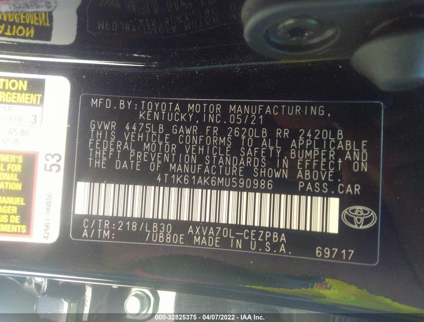 4T1K61AK6MU590986