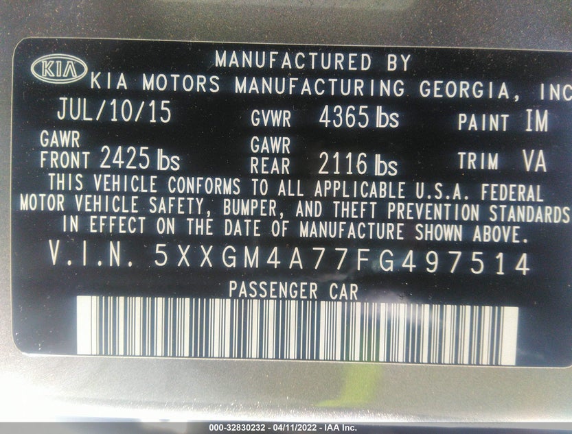 5XXGM4A77FG497514
