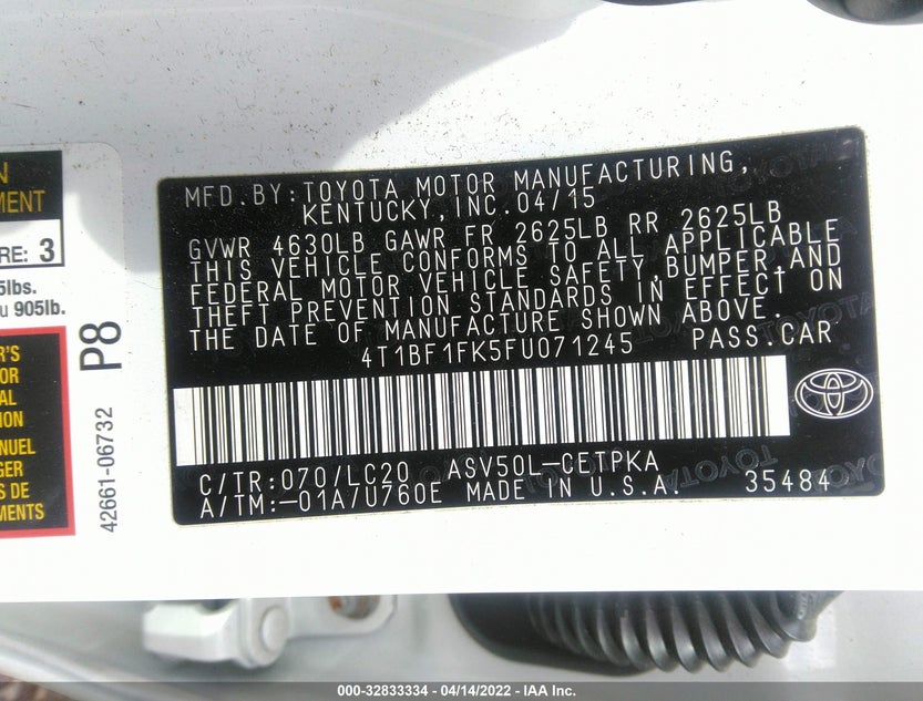 4T1BF1FK5FU071245