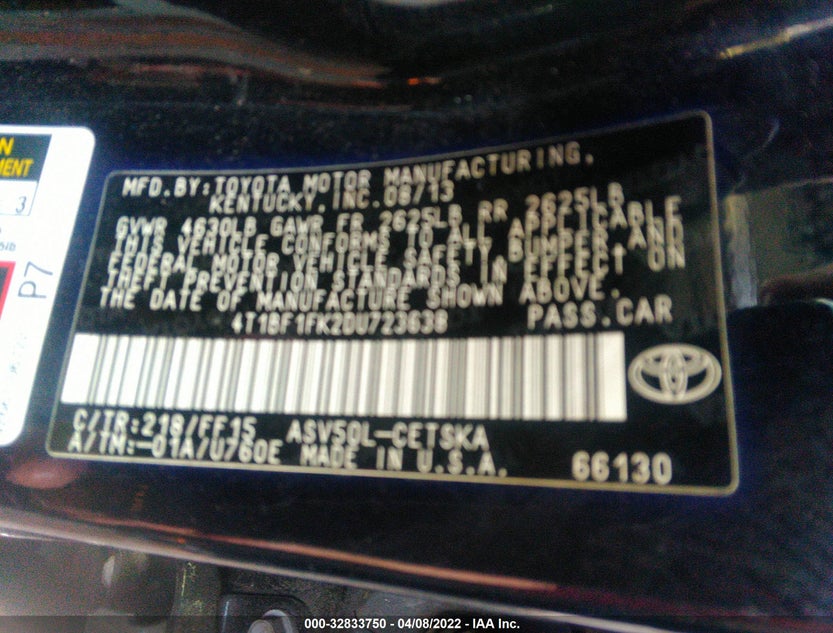4T1BF1FK2DU723638