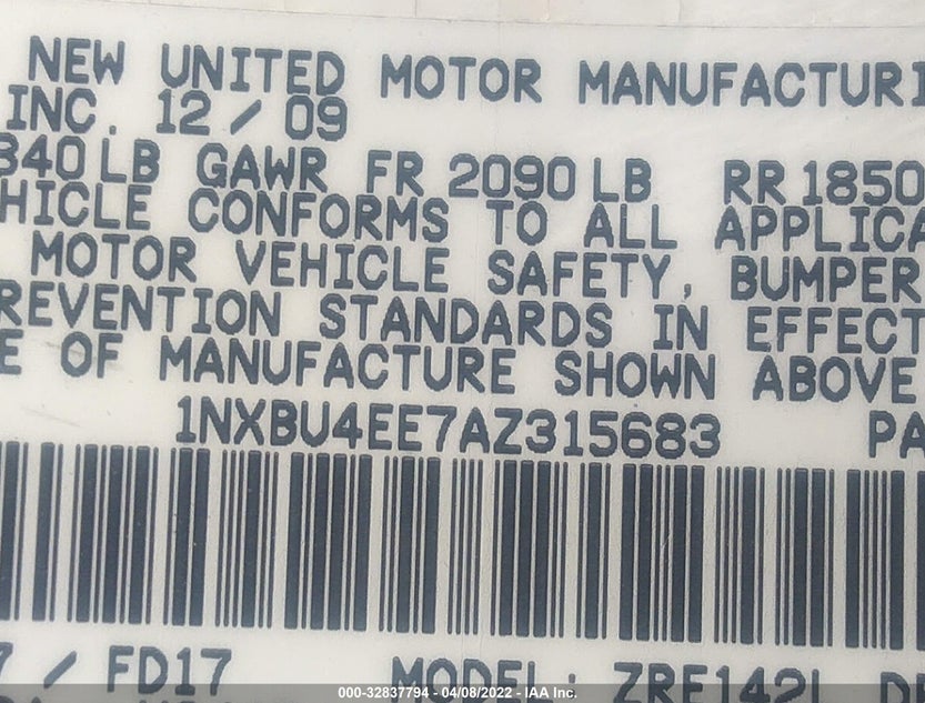 1NXBU4EE7AZ315683