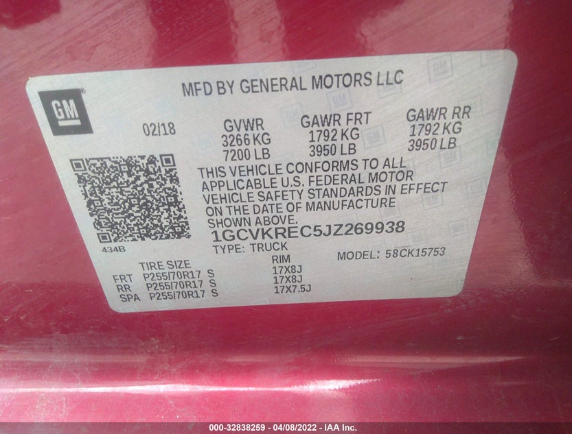 1GCVKREC5JZ269938