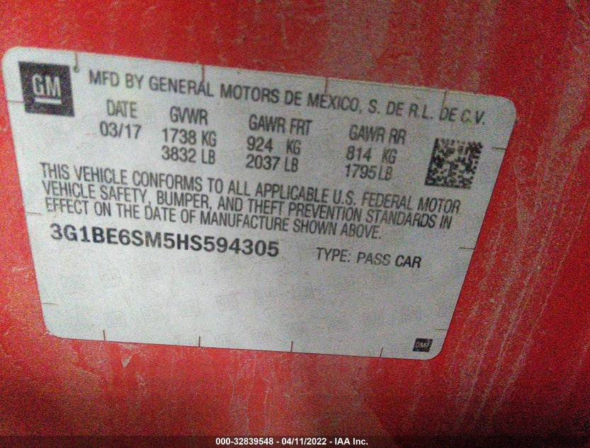 3G1BE6SM5HS594305