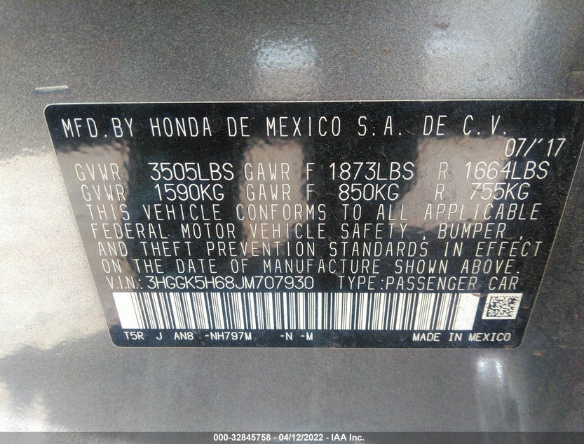 3HGGK5H68JM707930