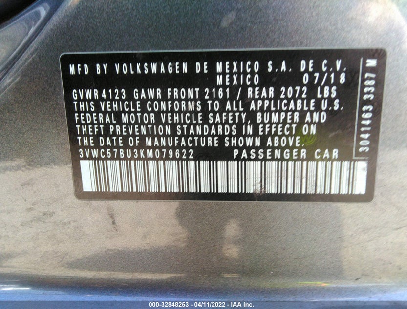 3VWC57BU3KM079622
