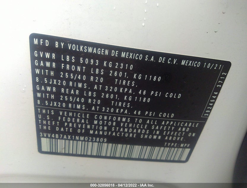 3VV4B7AX1NM023809