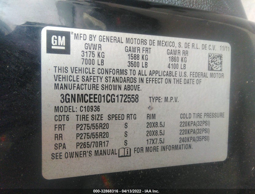 3GNMCEE01CG172558
