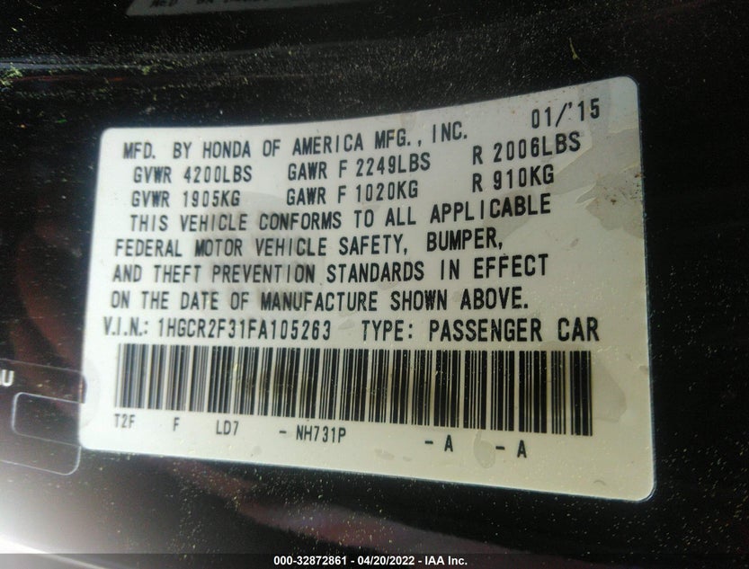 1HGCR2F31FA105263