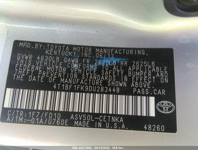 4T1BF1FK9DU283448