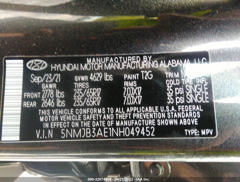 5NMJB3AE1NH049452