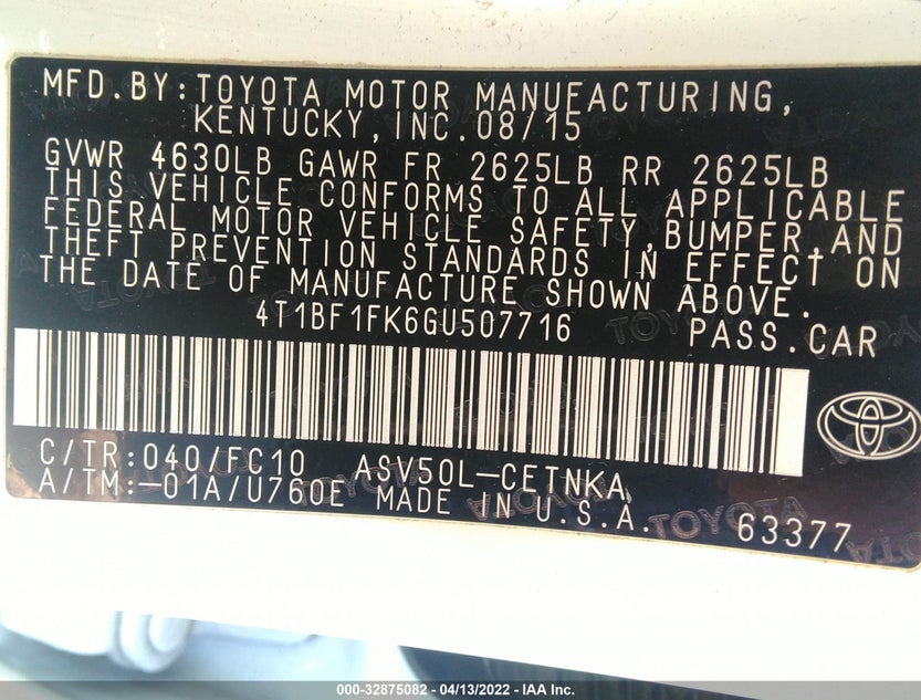 4T1BF1FK6GU507716