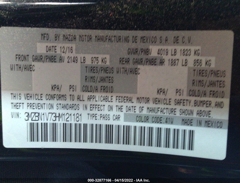 3MZBN1V73HM121181