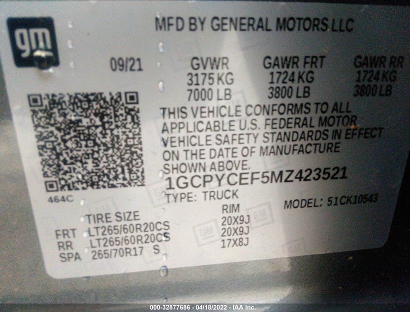 1GCPYCEF5MZ423521