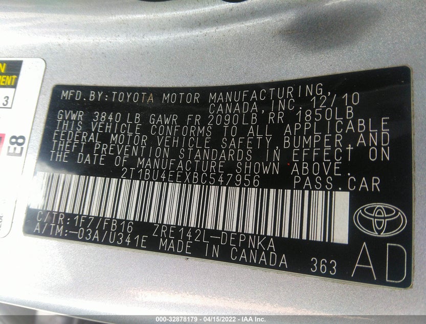 2T1BU4EEXBC547956