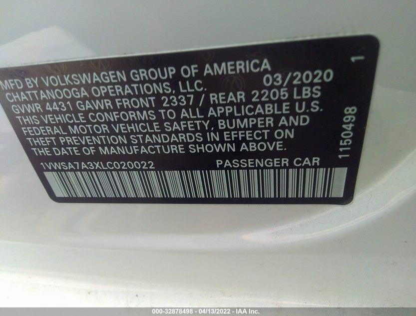1VWSA7A3XLC020022
