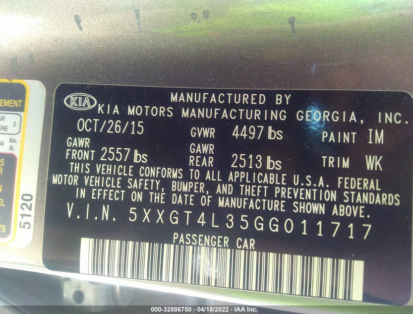 5XXGT4L35GG011717