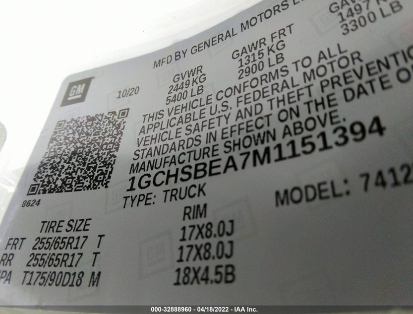 1GCHSBEA7M1151394
