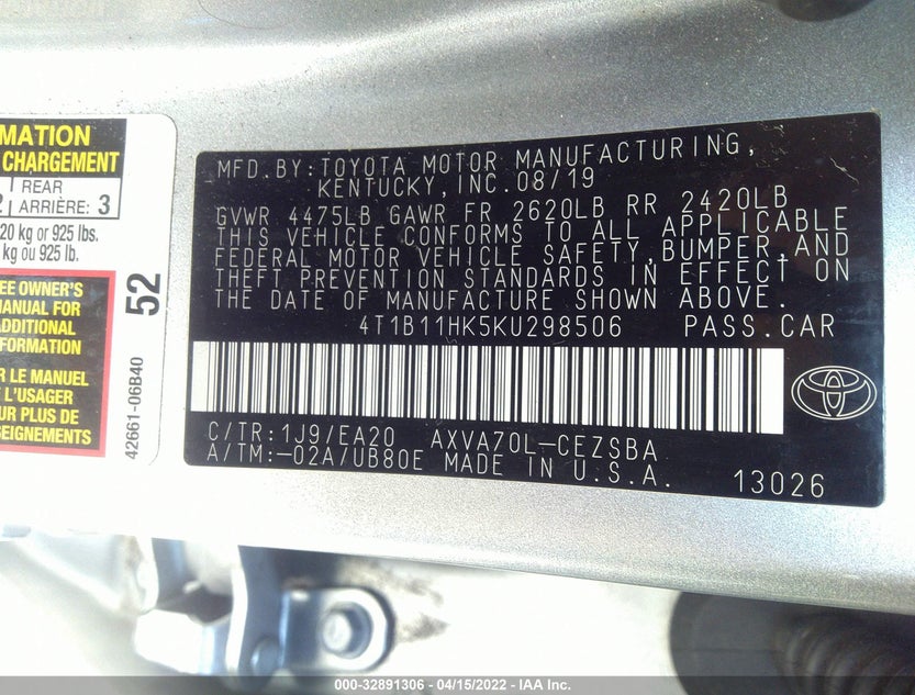 4T1B11HK5KU298506