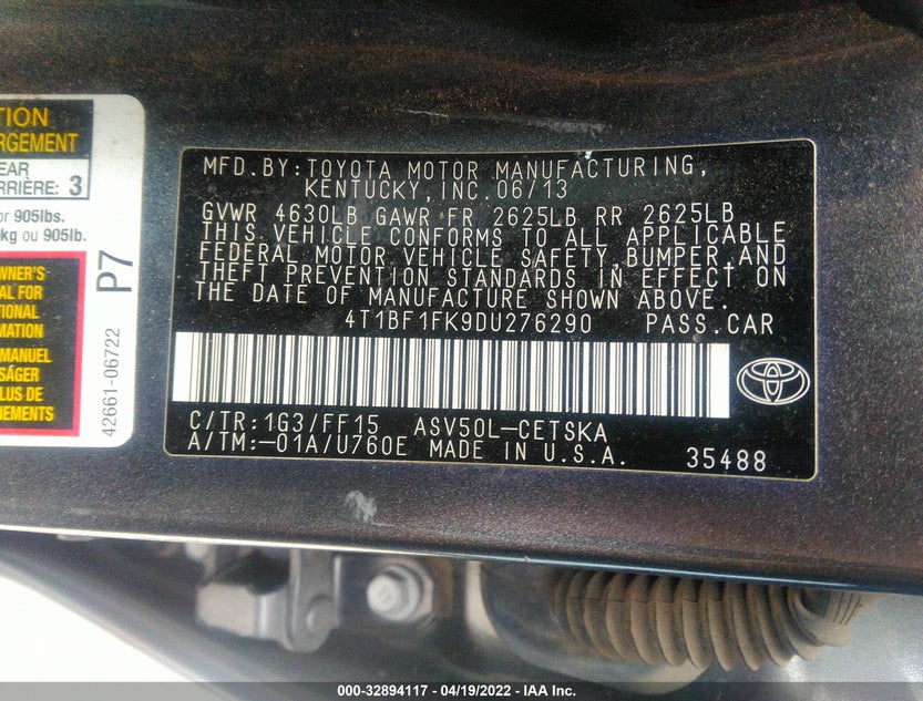 4T1BF1FK9DU276290