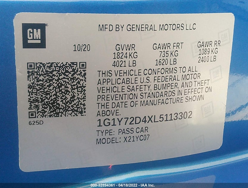1G1Y72D4XL5113302