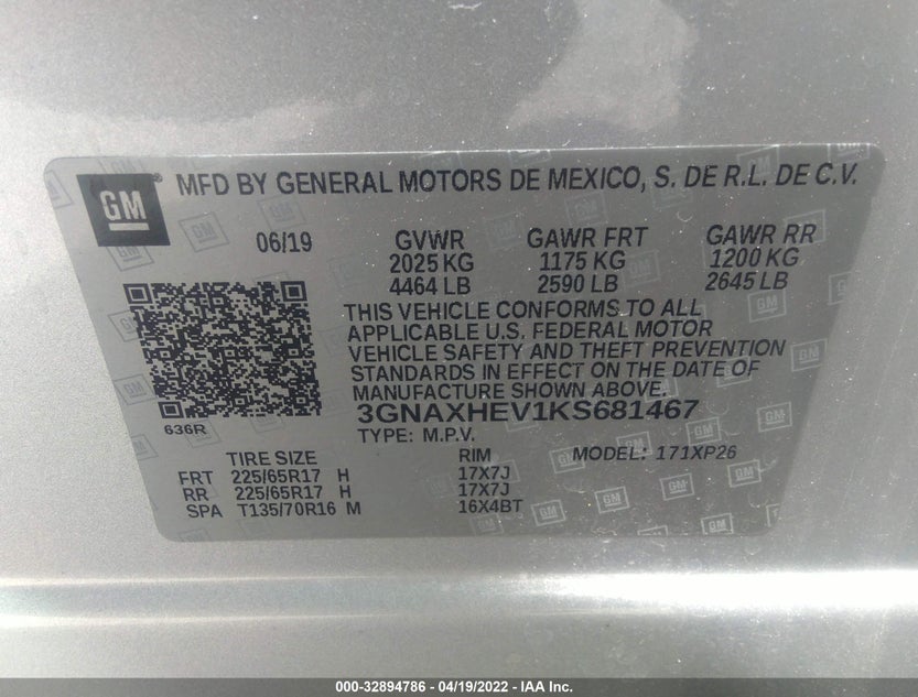 3GNAXHEV1KS681467