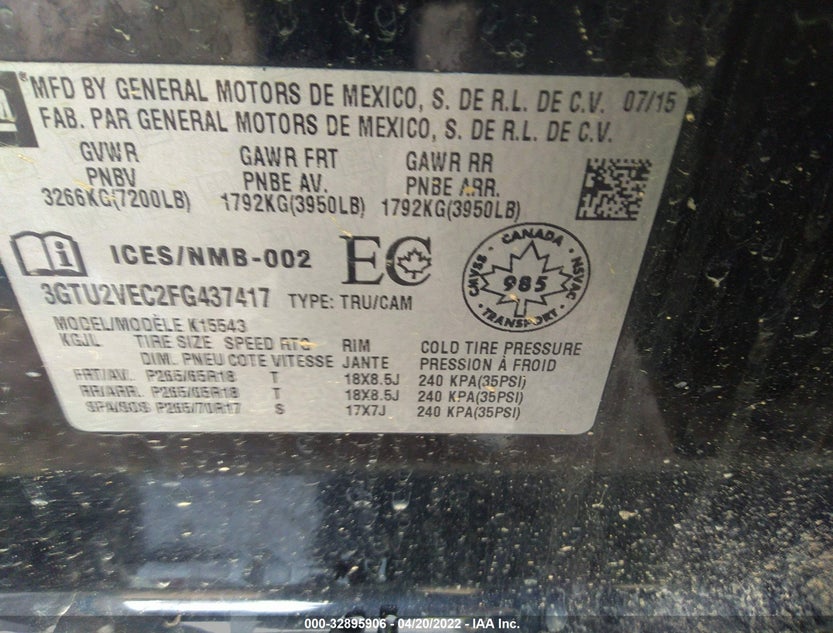 3GTU2VEC2FG437417