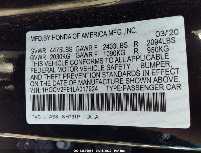 1HGCV2F91LA017924