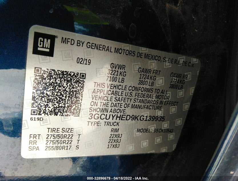 3GCUYHED9KG139935