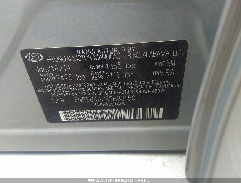 5NPEB4AC5EH881501