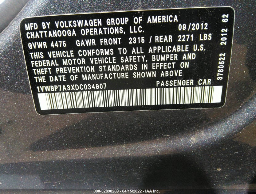 1VWBP7A3XDC034907