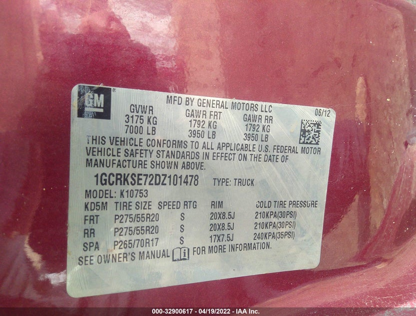 1GCRKSE72DZ101478